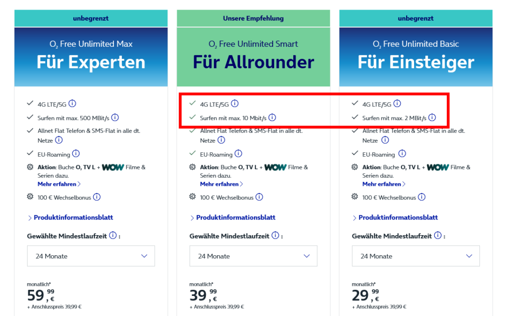 O2 Free Flat - unbegrenzt aber langsam