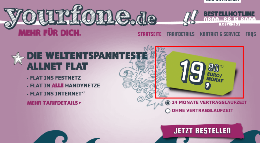 Erste Discounter Allnet Flat bei Youfone 2012